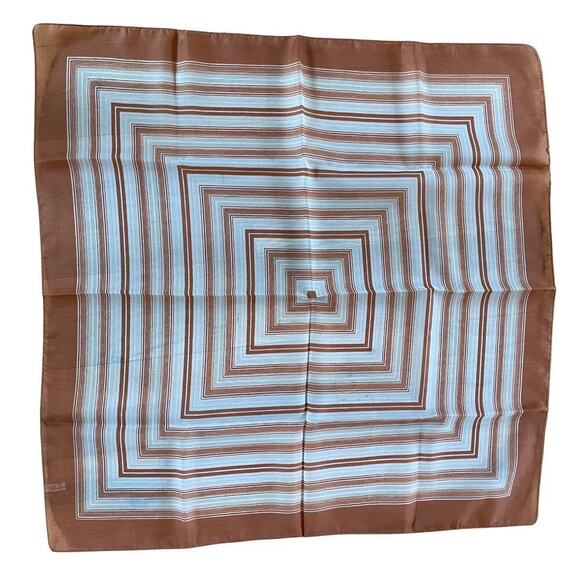 Vintage Italian Chevron Scarf RN13962 | Mod Rust Stripe Square 28” L. Vester Era - Picture 8 of 8